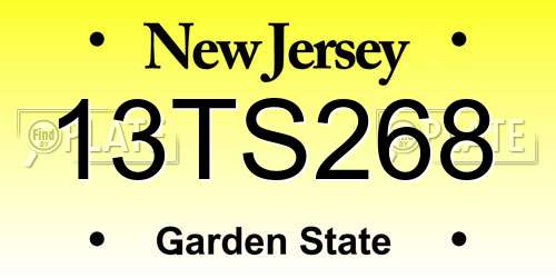 13TS268 New Jersey License Plate