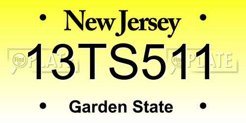 13TS511 New Jersey License Plate
