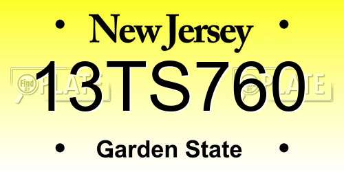 13TS760 New Jersey License Plate