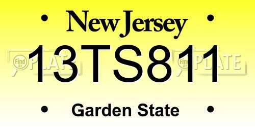 13TS811 New Jersey License Plate