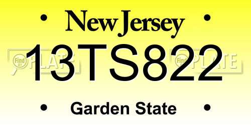 13TS822 New Jersey License Plate