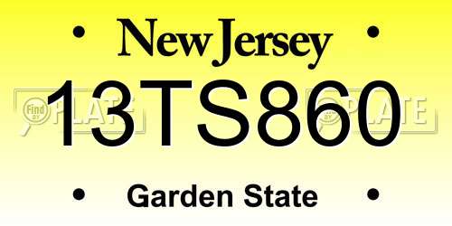 13TS860 New Jersey License Plate