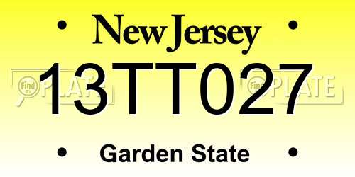 13TT027 New Jersey License Plate