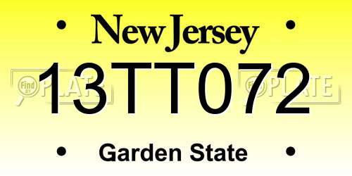 13TT072 New Jersey License Plate