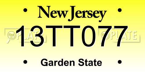 13TT077 New Jersey License Plate