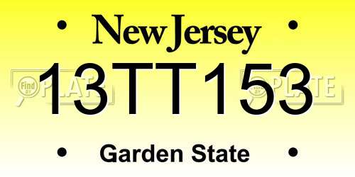 13TT153 New Jersey License Plate