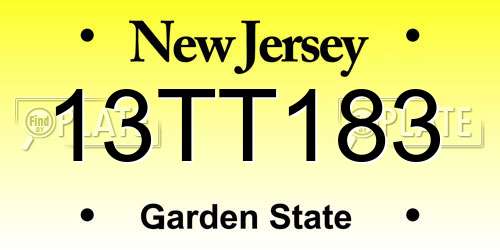 13TT183 New Jersey License Plate