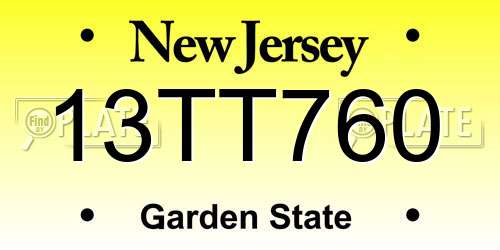 13TT760 New Jersey License Plate