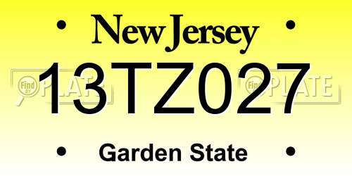 13TZ027 New Jersey License Plate