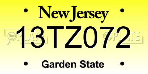13TZ072 New Jersey License Plate