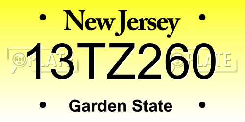 13TZ260 New Jersey License Plate