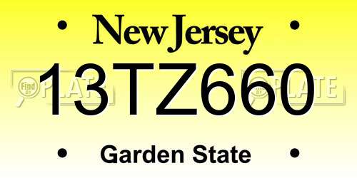 13TZ660 New Jersey License Plate