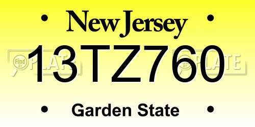 13TZ760 New Jersey License Plate
