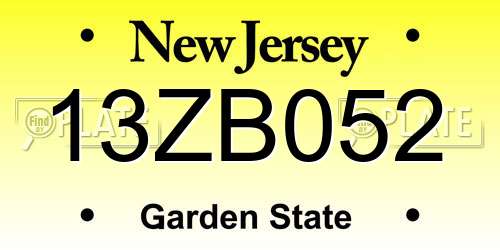 13ZB052 New Jersey License Plate