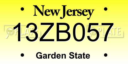 13ZB057 New Jersey License Plate
