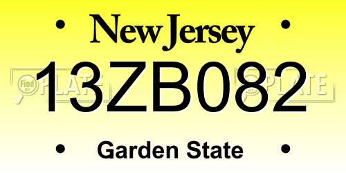 13ZB082 New Jersey License Plate