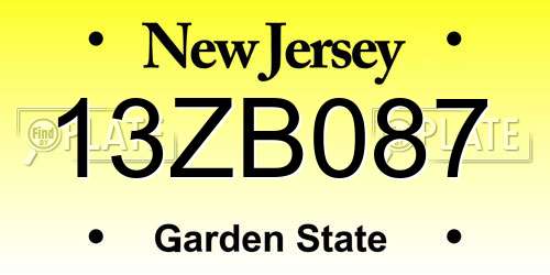 13ZB087 New Jersey License Plate