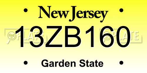 13ZB160 New Jersey License Plate