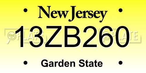13ZB260 New Jersey License Plate