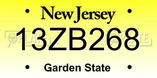 13ZB268 New Jersey License Plate