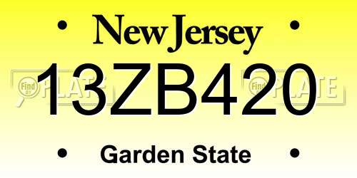 13ZB420 New Jersey License Plate