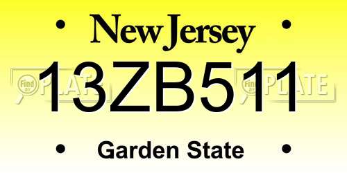 13ZB511 New Jersey License Plate