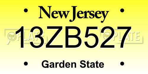 13ZB527 New Jersey License Plate