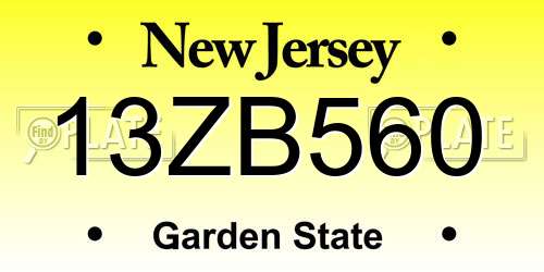 13ZB560 New Jersey License Plate