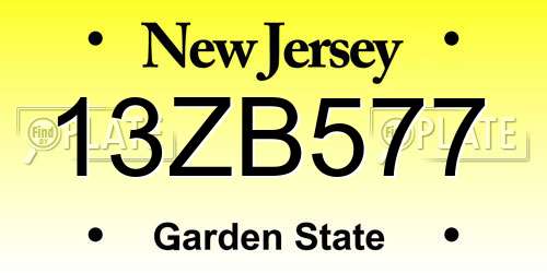13ZB577 New Jersey License Plate