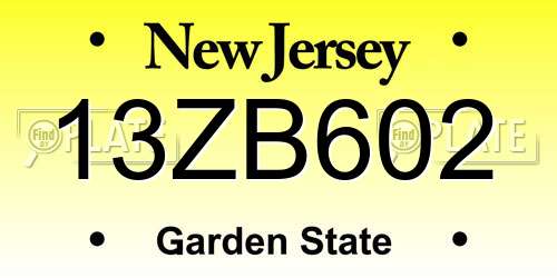 13ZB602 New Jersey License Plate