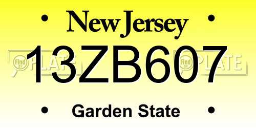13ZB607 New Jersey License Plate