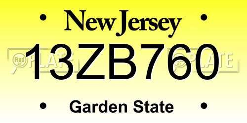 13ZB760 New Jersey License Plate