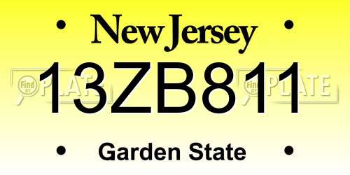 13ZB811 New Jersey License Plate
