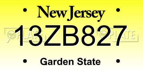 13ZB827 New Jersey License Plate