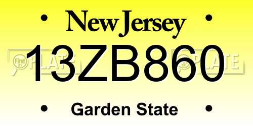 13ZB860 New Jersey License Plate