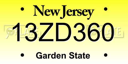13ZD360 New Jersey License Plate