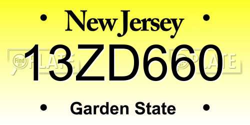 13ZD660 New Jersey License Plate