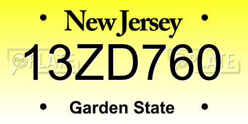 13ZD760 New Jersey License Plate