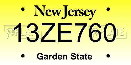 13ZE760 New Jersey License Plate