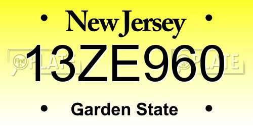 13ZE960 New Jersey License Plate