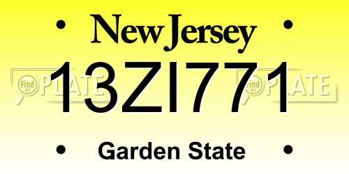 13ZI771 New Jersey License Plate