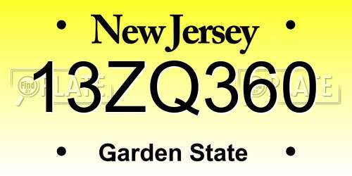 13ZQ360 New Jersey License Plate