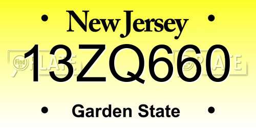 13ZQ660 New Jersey License Plate
