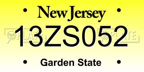 13ZS052 New Jersey License Plate