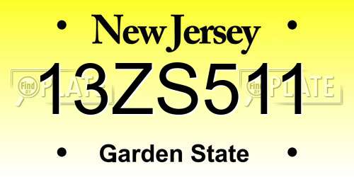 13ZS511 New Jersey License Plate
