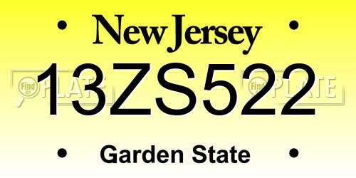 13ZS522 New Jersey License Plate