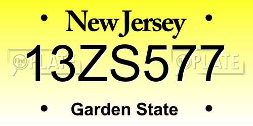 13ZS577 New Jersey License Plate