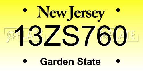 13ZS760 New Jersey License Plate