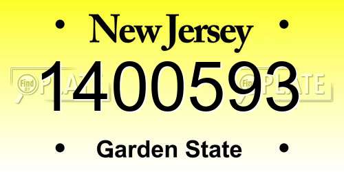 1400593 New Jersey License Plate
