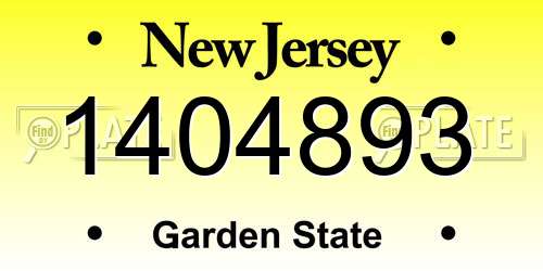 1404893 New Jersey License Plate